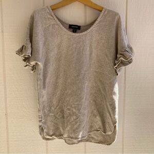 Karen Kane Sand Linen Relaxed Ruffled Tee